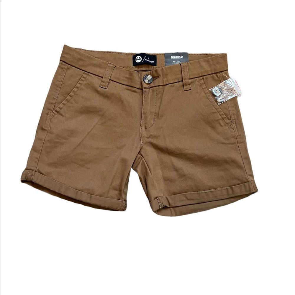 NWT Tan Chino Cotton Stretch Mid Rise Casual Cuffed Short 1